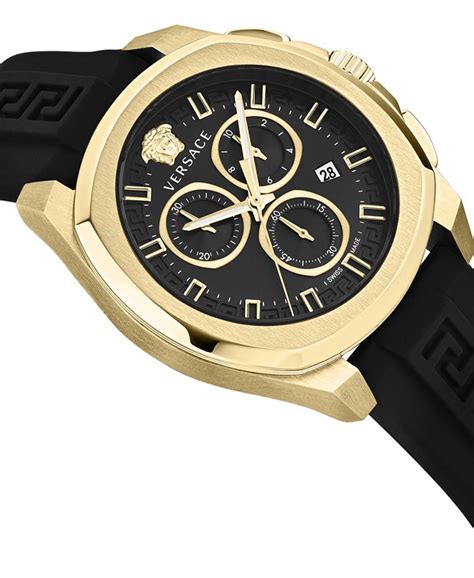 Versace Men's Swiss Chronograph Geo Black Silicone Strap 